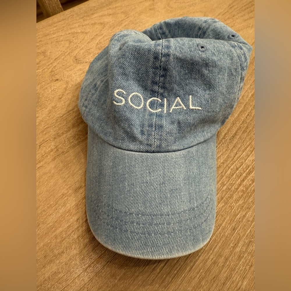 Social blue denim baseball cap